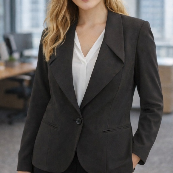 Lafayette 148 Women's Black Wool Blend Blazer Size 8 Tailored Career Jacket - Picture 2 of 13